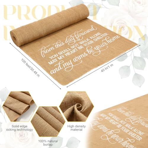 Tudomro 40 Inch x 100 Ft Burlap Wedding Aisle Runner