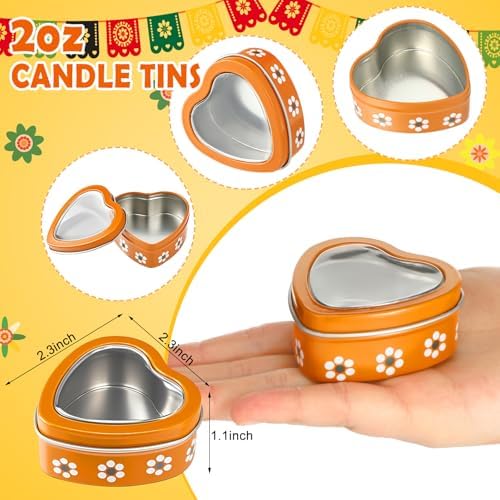 Supervitae 30 Pcs Heart Shaped Metal Tins with Clear Window Lids