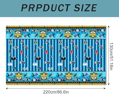 2 Pack Police Cartoon Plastic Tablecloths 86x51 Inches