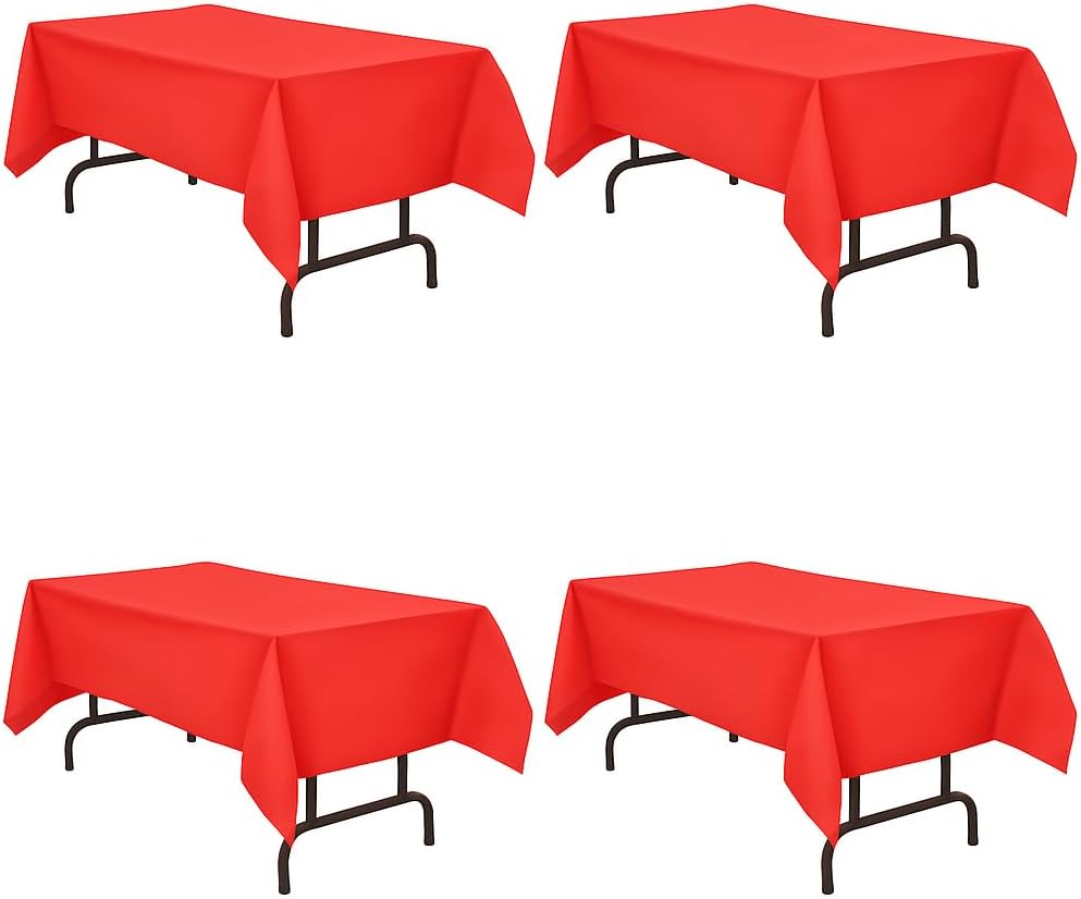 Oojami Disposable Plastic Table Covers 4 Pack 54x108 Red