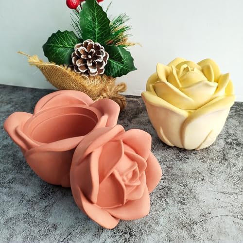 Wehous 3D Rose Box Mold with Lid for Resin and Candle Making
