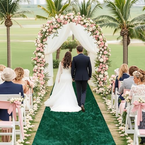 FOTSHARER Green Velvet Aisle Runner 4FTx15FT