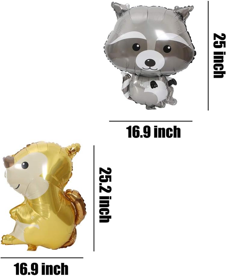 Woodland Animal Balloons 4PCS Fox Hedgehog Squirrel Raccoon