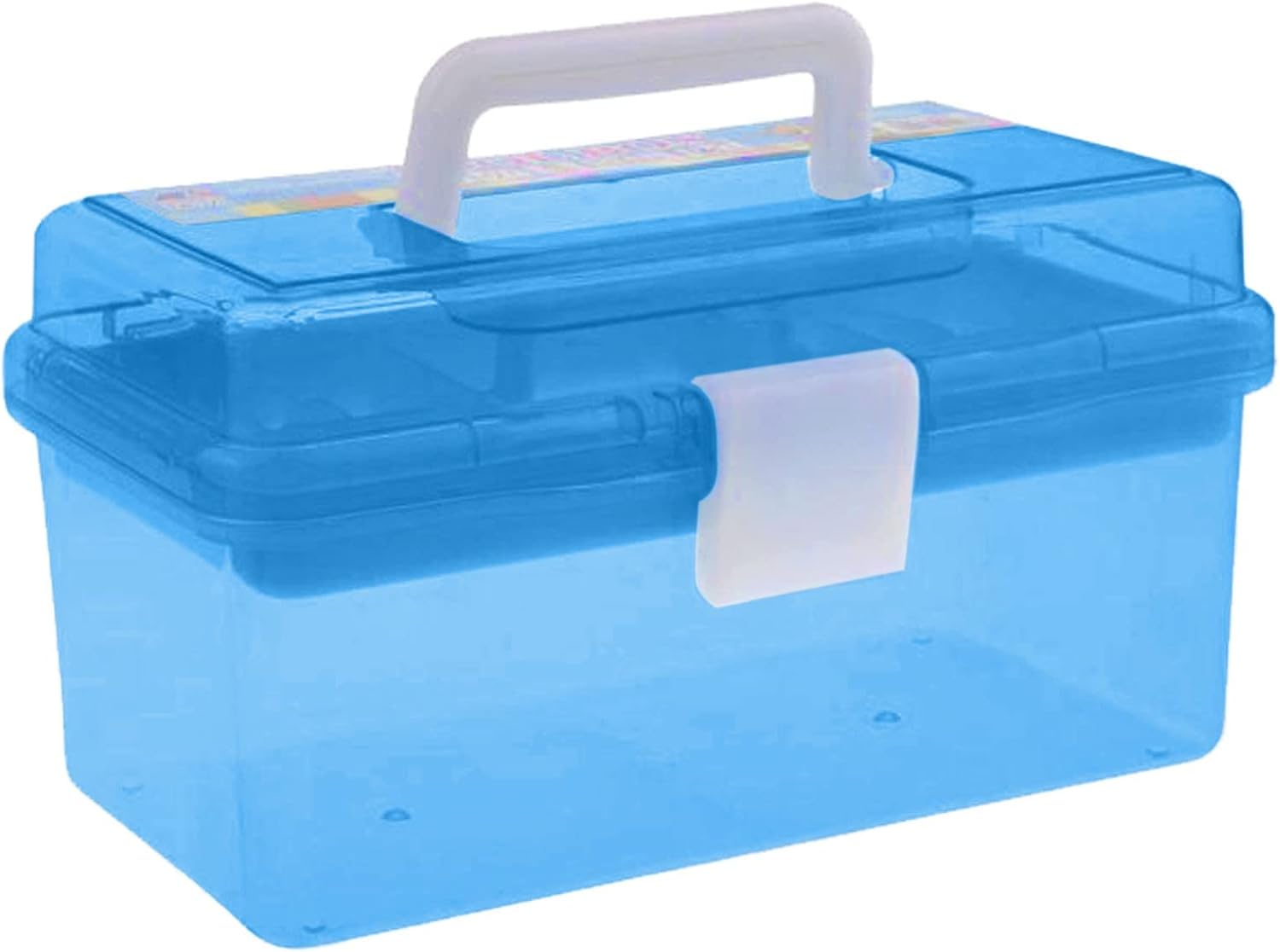 Plastic Storage Box with Removable Tray and Handle