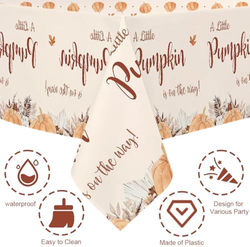 MEHOFOND Fall Boho Pumpkin Baby Shower Tablecloth - 3 Pack
