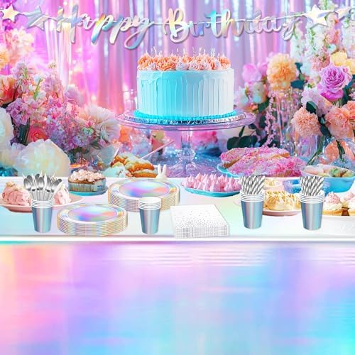 Iridescent Party Tablecloth 3 Pack Pink Mermaid Theme