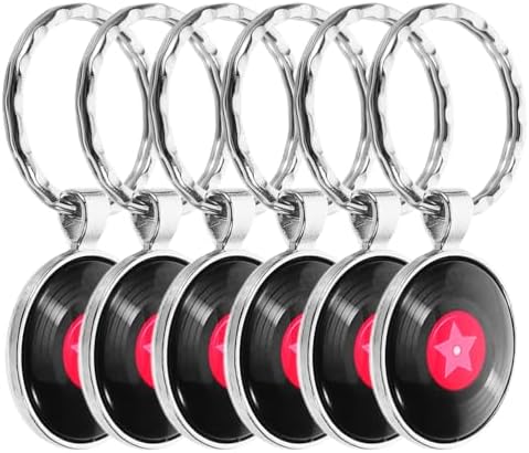 LOGOFUN 6PCS Retro Music Keychains for Bags Backpacks