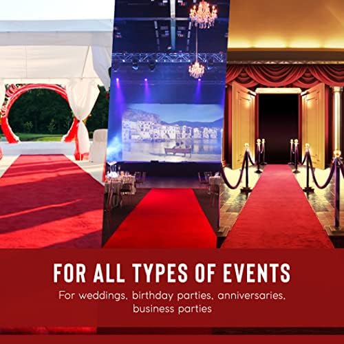 Red Carpet Runner for Party - Thick Durable Felt Non-Slip Grip Dots