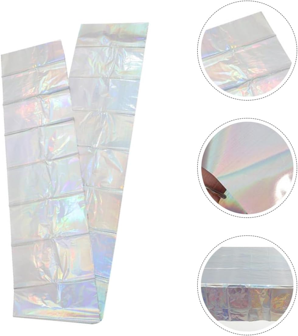 Cabilock 2pcs Rectangle Tablecloth Iridescent Holographic Foil Party Cover