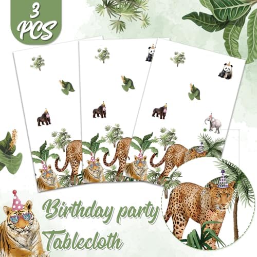 Haimimall Jungle Safari Tablecloths 3Pcs Set
