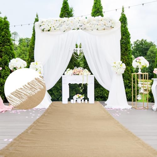 VitalCozy Jute Wedding Aisle Runner 40 x 50 Fringed