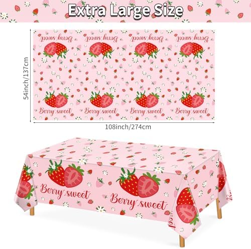 Hxezoc 3 Pack Strawberry Tablecloths for Parties