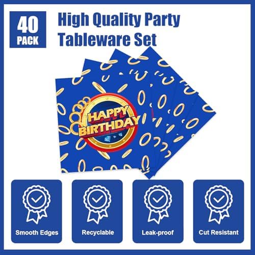 40Pcs S-onic Party Decoration Set with Napkins and Plates