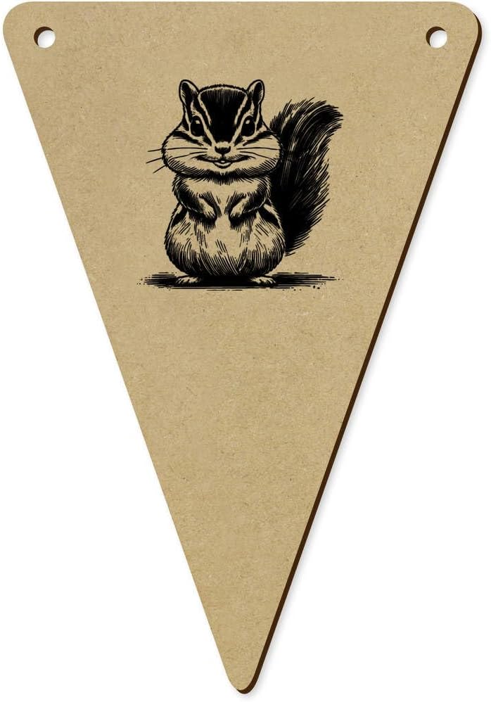 5 x 140mm Happy Baby Chipmunk Wooden Bunting Flags