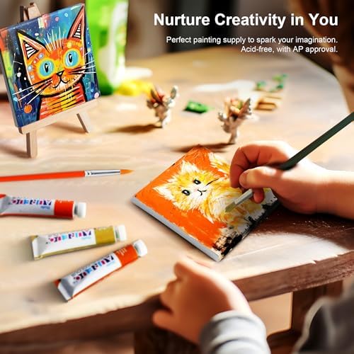 Aureuo Mini Canvas and Easel Set 3x3 Inch 12 Pack