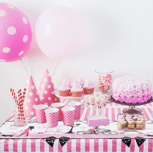 Irenare Paris Theme Pink Tablecloth for Girls Party Decorations