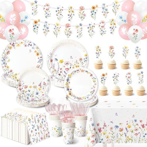 202PCS Wildflower Party Decor Set for 24 Guests