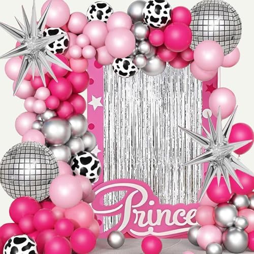 Disco Cowgirl Balloon Arch Kit Pink Silver Decorations
