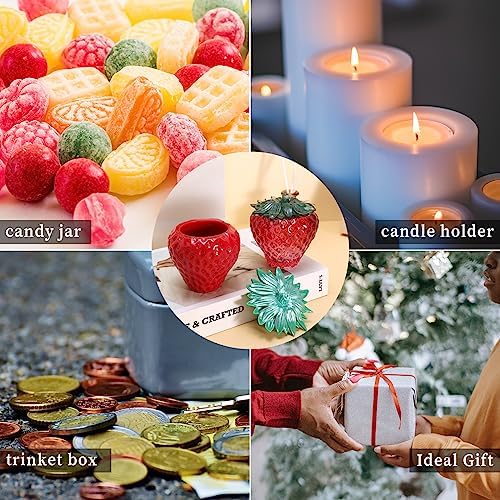 2PCS Strawberry Jar Resin Molds with Lids