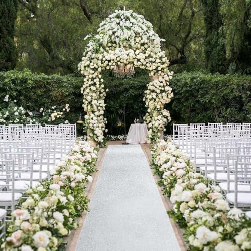 Efavormart 3FT x 50FT Silver Glitter Aisle Runner