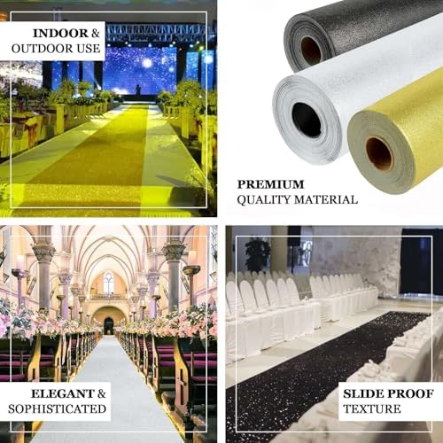 Efavormart 3FT x 50FT Silver Glitter Aisle Runner