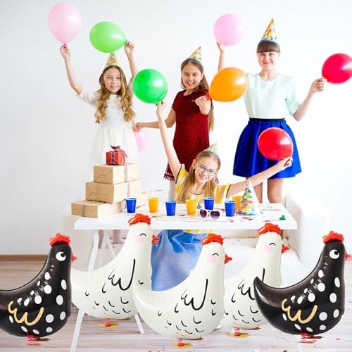 16 Piece Walking Chicken Balloons with Feet - Farm Theme Decorations