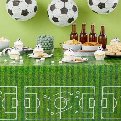 BLUE PANDA 3 Pack Grass Table Cloths for Soccer Parties