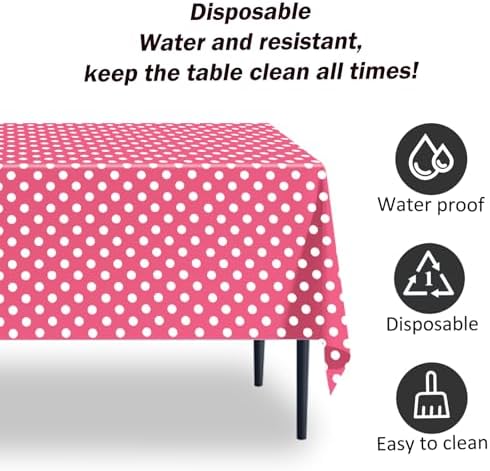2 Pack Pink Polka Dot Tablecloth 54x108 Inches