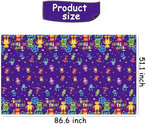 3Pcs Robot Birthday Tablecloths with Happy Birthday Design