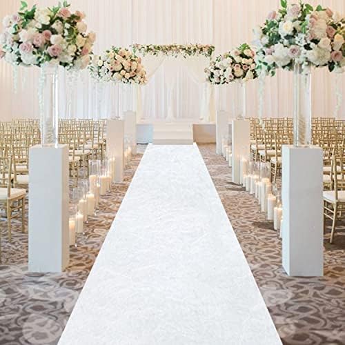 FOTSHARER White Wedding Aisle Runner Rug 4FTx15FT