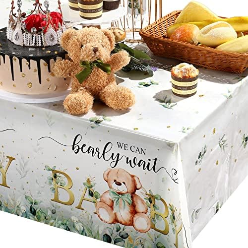 Tegeme Bear Baby Shower Tablecloth 54x108 Inch 3 Pack Green
