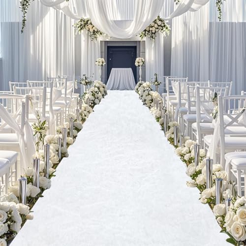 FOTSHARER White Wedding Aisle Runner Rug 4FTx15FT