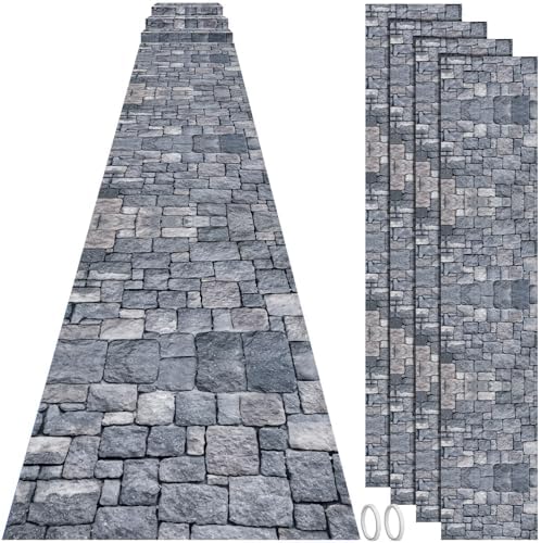 Fabbay 4 Pack 10ft Cobblestone Aisle Runners Medieval Party Decorations