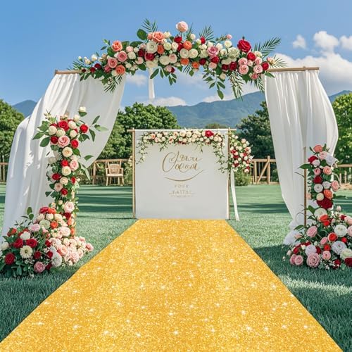 Gold Aisle Runner for Wedding Ceremony 4FTx15FT Sparkle Carpet Runner