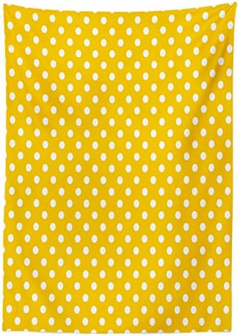 Lunarable Polka Dots Tablecloth 58x120 Yellow White
