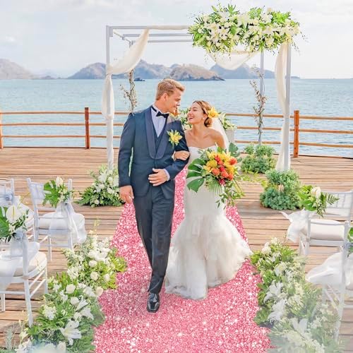 Pink Sequin Aisle Runner 4x25FT Wedding Carpet Runner