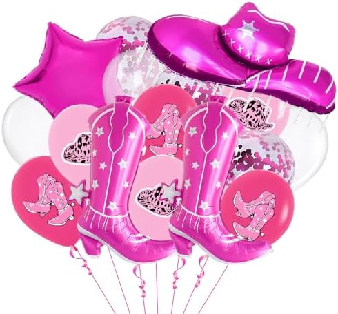 Hot Pink Cowgirl Boot Hat Balloons for Rodeo Parties