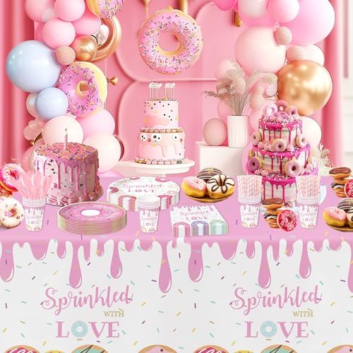Pink Donut Tablecloth Set 3 Pack Baby Shower Decor