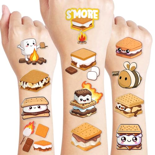 100 PCS Smores Temporary Tattoos for Kids and Adults