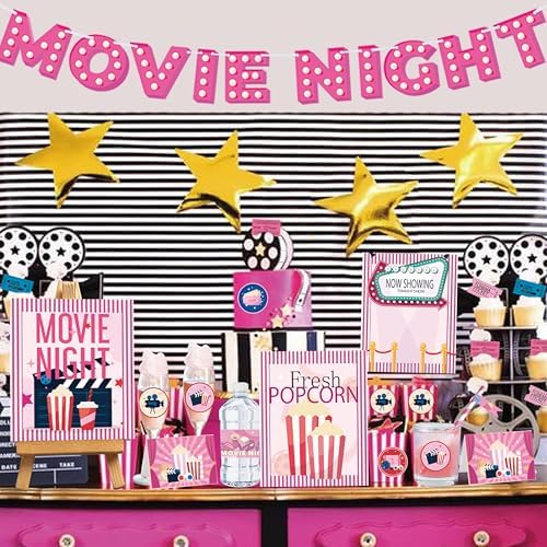 Party Supplies Pink Movie Night Decorations Set