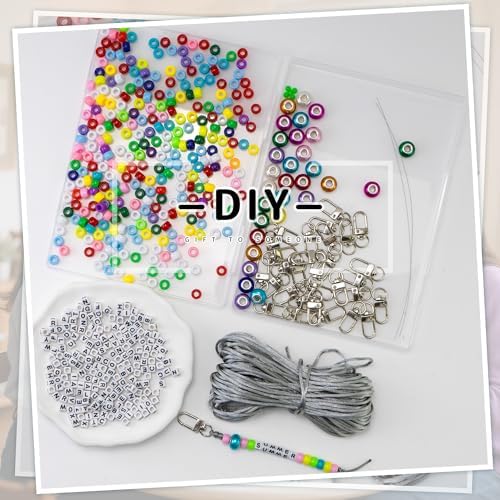 AOUXSEEM DIY Beaded Keychain Kit with Letters and Swivel Clasp