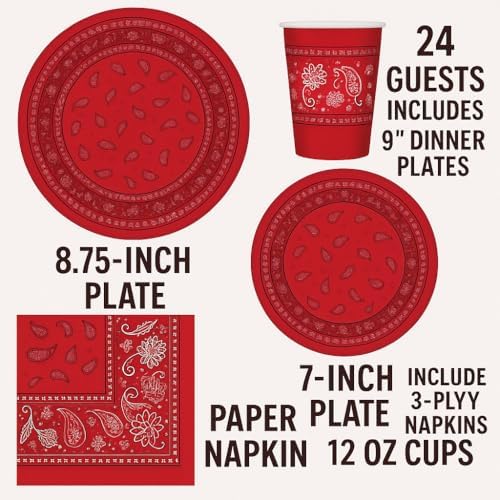 Oojami Serves 24 Red Bandana Party Set