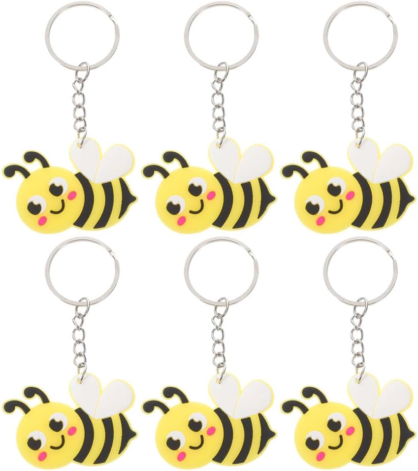 LUOZZY 24 Pcs Cartoon Bee Keychain Backpack Purse Hanging Keyring Party Favors
