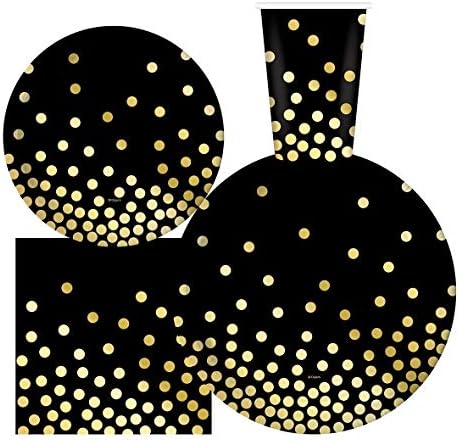 Oojami 30-Person Party Pack Black and Gold Supplies