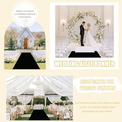 FUHSY Black Velvet Aisle Runner 4FTx15FT Wedding Carpet