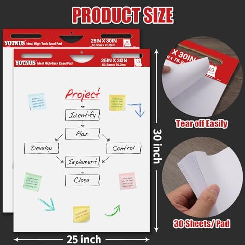 YOTNUS 25x30 Flip Chart Paper Pad 30 Sheets 2 Pads