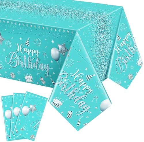 Tudomro 3 Pcs Happy Birthday Tablecloths Set