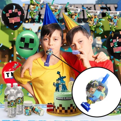 Pixel Miner Craft Birthday Party Decor Kit for 10