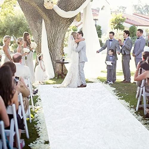 White Aisle Runner for Wedding Ceremony 4x15 Ft Velvet Runner
