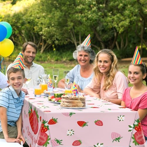 Hxezoc 3 Pack Strawberry Tablecloths for Parties